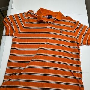 Chaps Men's Orange Striped Polo Shirt